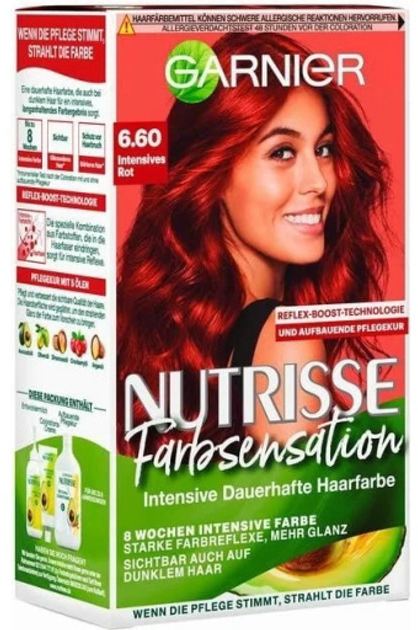 Крем-фарба для волосся Garnier Nutrisse 6.60 Intensives Rot 180 мл (3600541043046) - зображення 1