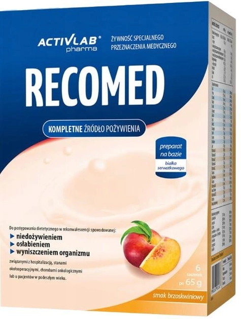 Ентеральне харчування Activlab RecoMed зі смаком персика 6 x 65 г (5903260903263) - зображення 1