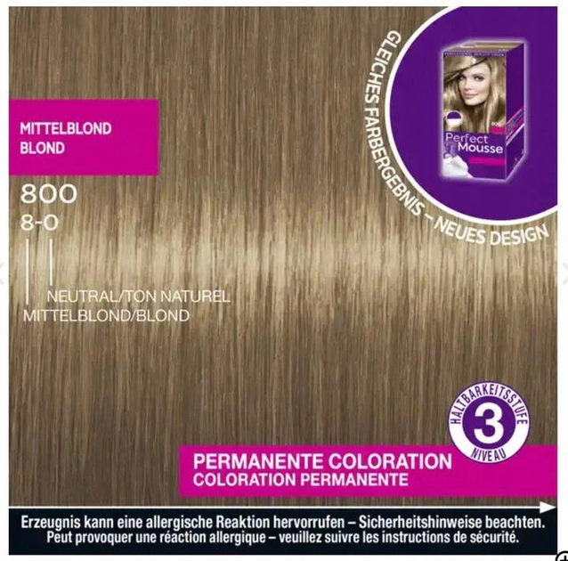 Мус для фарбування волосся Schwarzkopf Perfect Mousse 800 Medium Blonde (4015100333985) - зображення 2