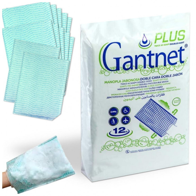 Рукавичка для миття тіла Gantnet Plus просочений з обох боків 12 шт (8437008551722) - зображення 2