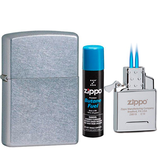 Комплект Zippo Зажигалка 207 + Газовый инсерт к зажигалкам + Газ для ...