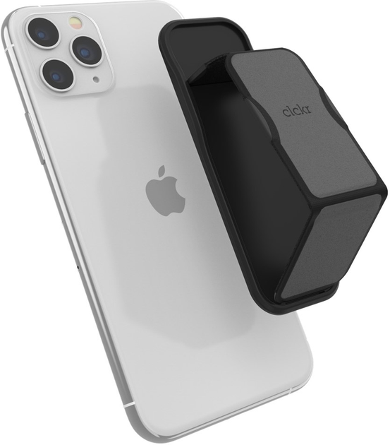Тримач для телефону CLCKR Universal Grip & Stand Saffiano Size S Black-Silver (8718846077019) - зображення 1
