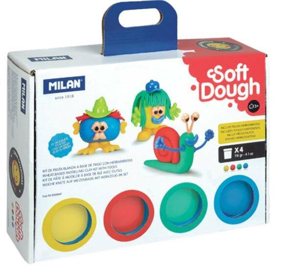 Zestaw do lepienia Milan Soft Dough Funny Faces 4 kolory (8411574093992) - obraz 1