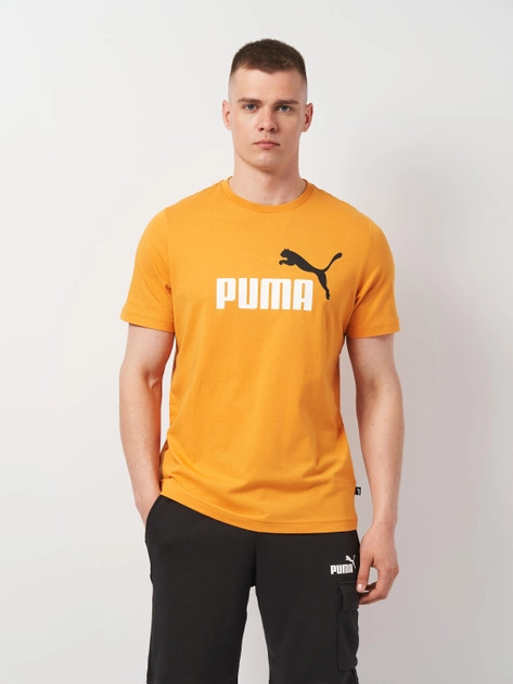 Акція на Футболка чоловіча Puma Essentials+ 58675996 L Жовта з принтом від Rozetka