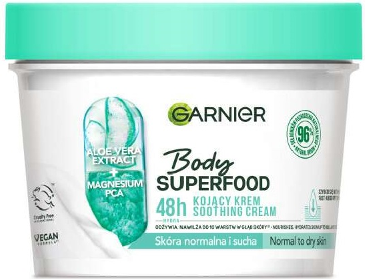 Krem do ciała Garnier Body Super Food Aloe Vera + Magnesium 380 ml (3600542469982) - obraz 1