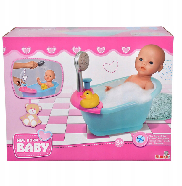 Wanna z prysznicem dla lalek Simba New Born Baby (4006592029005) - obraz 1
