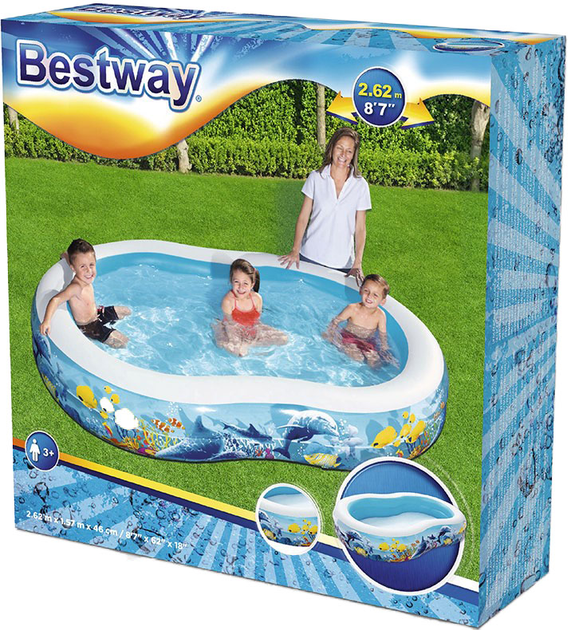 Nadmuchiwany basen dla dzieci Bestway 262 x 157 x 46 cm (6942138951486) - obraz 1