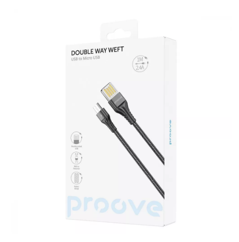 Кабель Charge\OTG Proove Double Way Weft USB to Micro USB 2.4A 1m Black CCDW20001301 - изображение 2