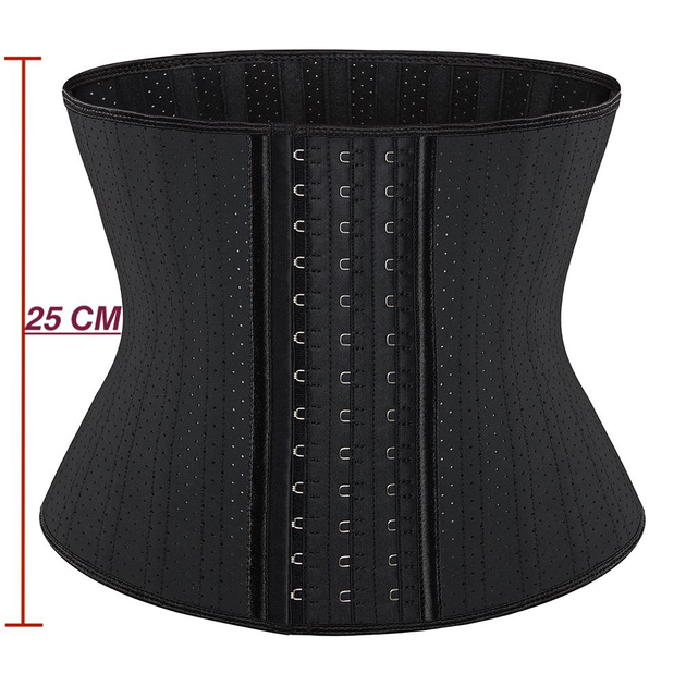 Латексный корсет для похудения с перфорацией на 25 ребер жесткости 25см висота XL (82-88cm) черный - изображение 2