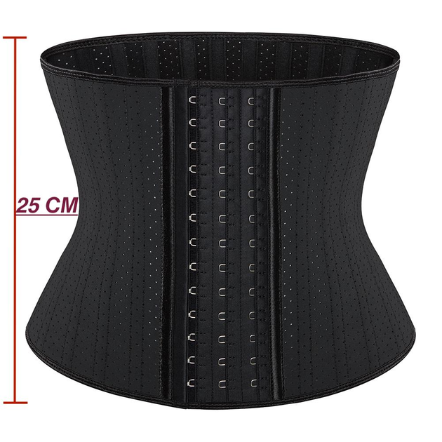 Латексный корсет для похудения с перфорацией на 25 ребер жесткости 25см висота XL (82-88cm) черный - изображение 2