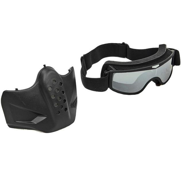 Защитная маска-трансформер очки пол-лица SP-Sport MZ-7 черный - изображение 2