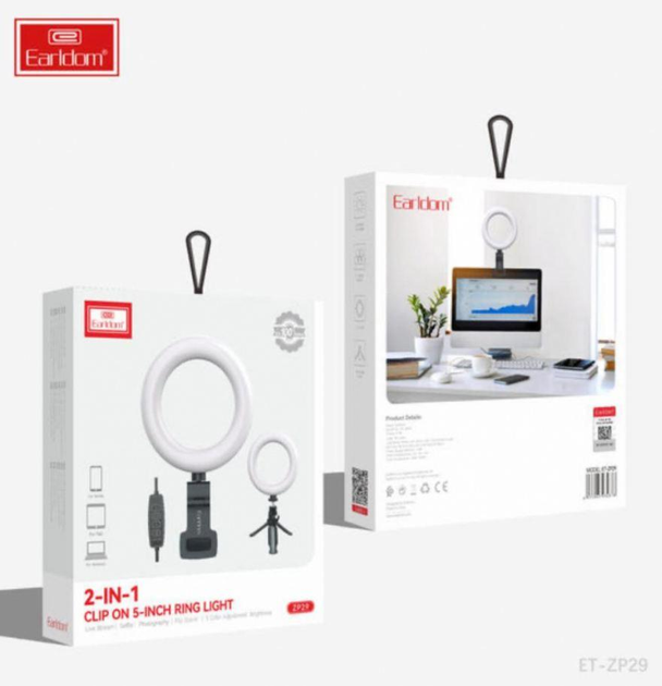 Маленькая кольцевая LED лампа для селфи 16 cm 6" Earldom ET-ZP29 – фото ...