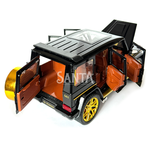 Машинка металева Mercedes-Benz G63 AMG Гелінтваген мерседес чорний 1:24 світло, інерція, відчиняються двері, багажник, капот, 22*8*9,5см (AP-1834) - зображення 7