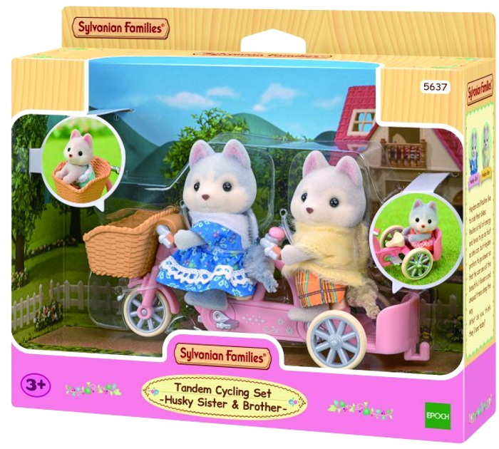 Ігровий набір Epoch Sylvanian Families Tandem Cycling Husky Sister And Brother (5054131056370) - зображення 2