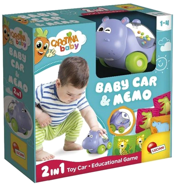 Zabawka edukacyjna Lisciani Carotina Baby Hippopotamus Car And Memory Game (8008324102273) - obraz 1