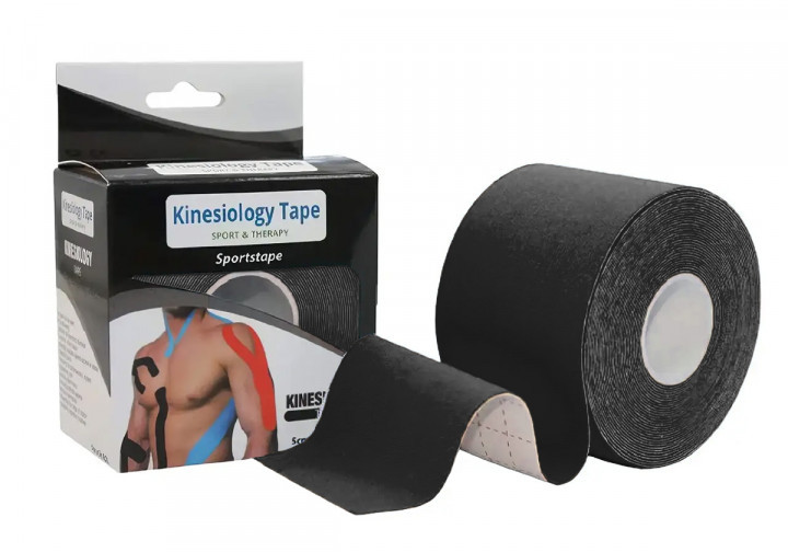 Кинезиологический тейп EasyFit Kinesio черный - зображення 1