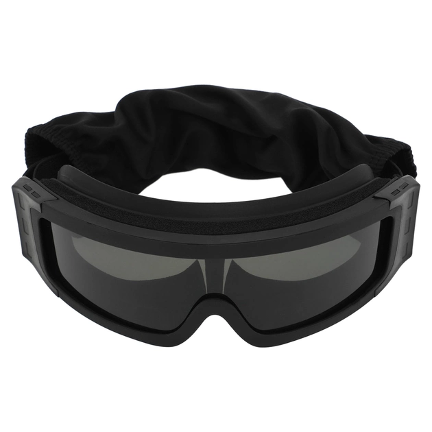 Очки защитные маска со сменными линзами и чехлом SPOSUNE JY-027-2 оправа-черная цвет линз серый - изображение 2