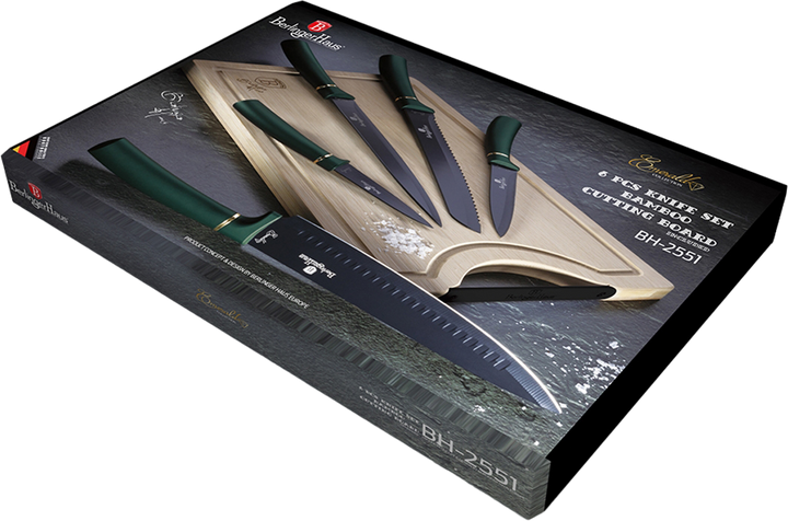 Zestaw noży Berlinger Haus Metallic Line Emerald Collection z deską bambusową 6 szt (BH/2551A) - obraz 2