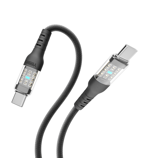 Кабель для зарядки и обмена данными USB YOKI YK-CY23 CYBER Series Type-C to Type-C 60W (3A/20V) 1.2m Черный - изображение 6