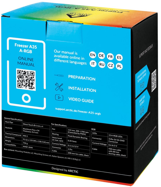 Chlodzenie procesora Arctic Cooling CPU Freezer A35 ARGB Black (ACFRE00115A) - obraz 8