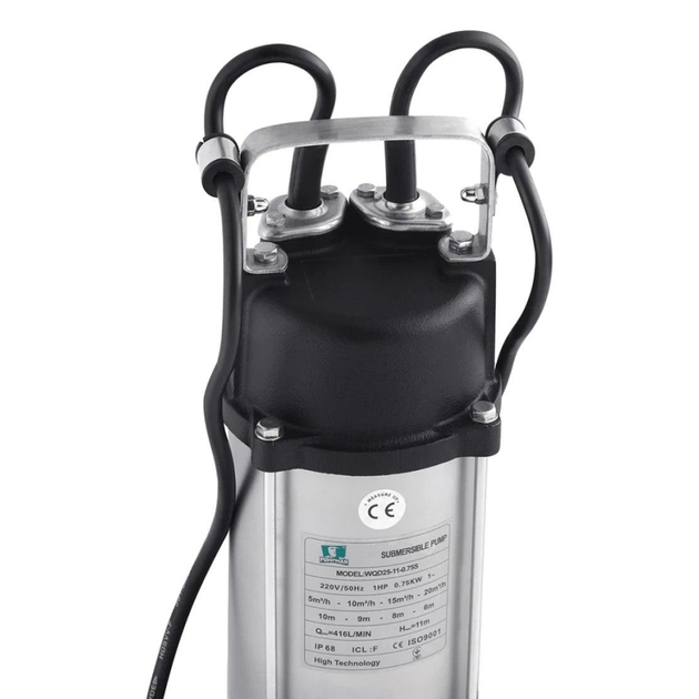 Насос фекальний Pumpman WQD25-11-0.75S Нmax 11 м Qmax 18 куб.м 750 Вт нержавка сталь (CV029768) - зображення 2