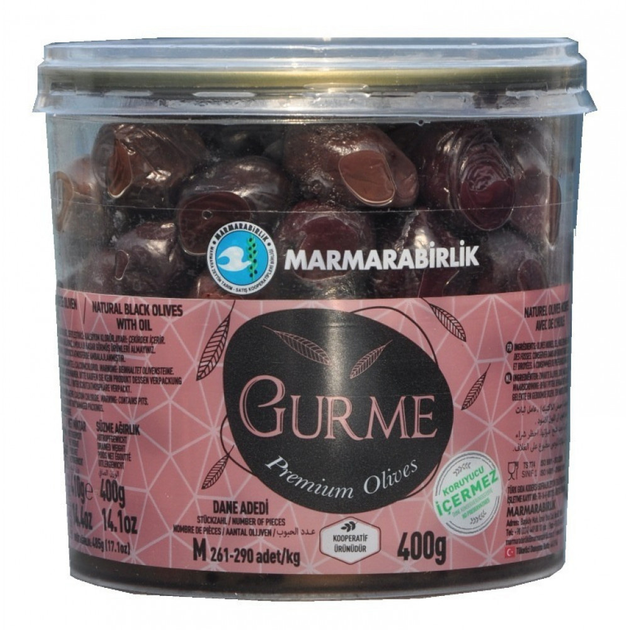 Маслини чорні Marmarabirlik Gurme M В'ялені 400 г (8690103114166) - зображення 1