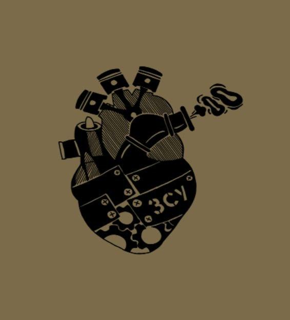 Хлопковая футболка ВСУ с принтом Сердце олива 52 - изображение 2