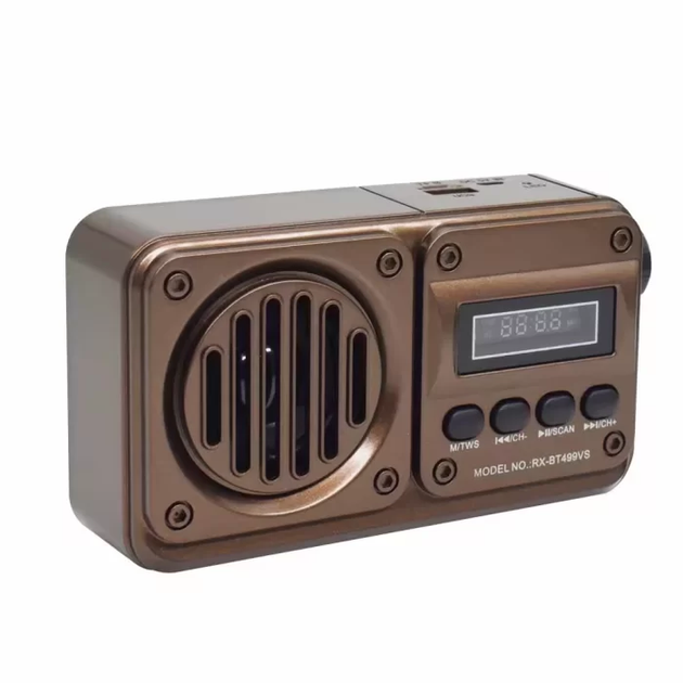 Радиоприемник FM с солнечной панелью Golon RX-BT499VS USB Brown - изображение 2