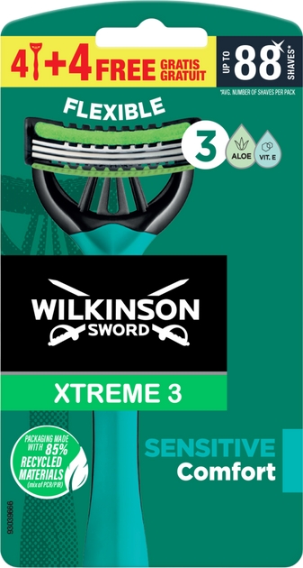 Maszynka do golenia Wilkinson Sword Xtreme 3 Sensitive 4 szt (4027800383306) - obraz 1
