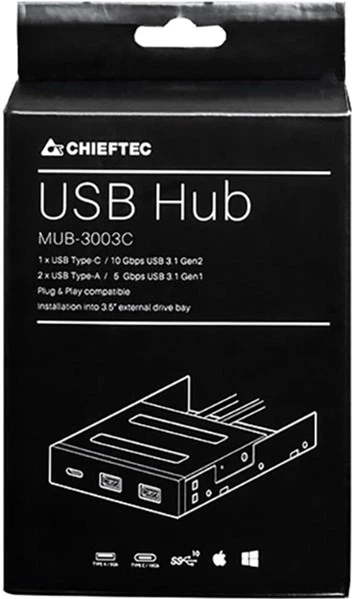 Hub USB Chieftec MUB-3003C do 3.5", 2xUSB3.1 Gen.1, 1xUSB3.1 Gen.2 Type-C (MUB-3003C-Chieftec) - obraz 6