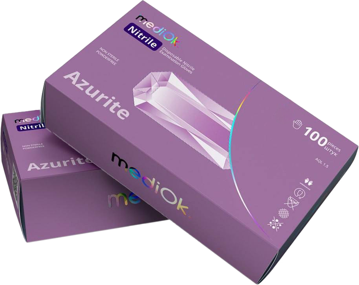 Рукавички нітрилові Mediok Azurite Розмір XS 100 шт Світло-фіолетові (4044941731551) - зображення 1