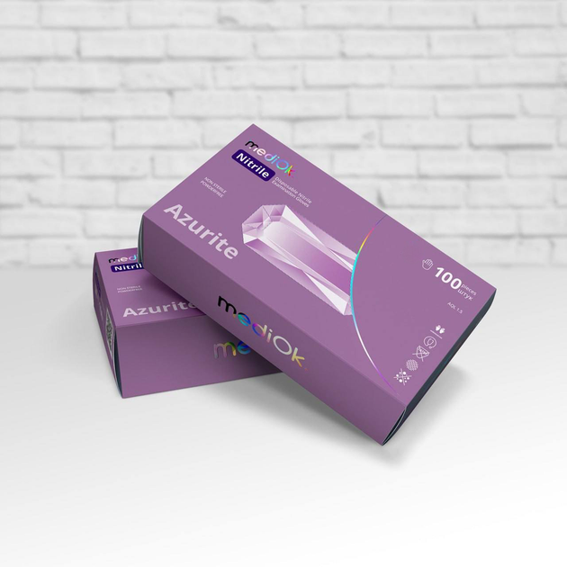 Рукавички нітрилові Mediok Azurite Розмір XL 100 шт Світло-фіолетові (4044941731636) - зображення 2