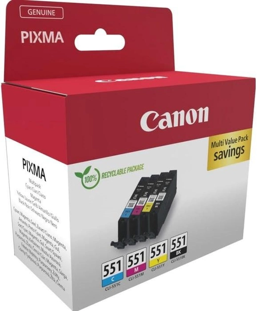 Набір картриджів Canon CLI-551 Black/Magenta/Cyan/Yellow (6509B015) - зображення 1