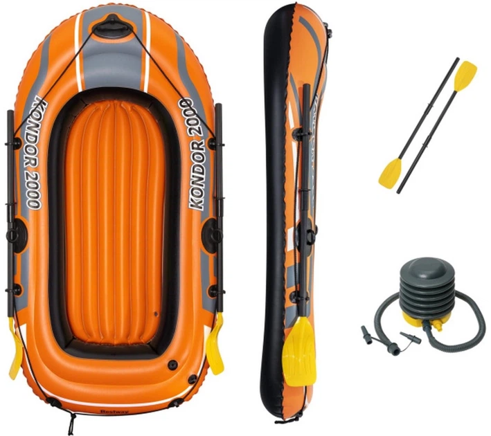 Nadmuchiwana łódź Bestway Kondor 2000 dla 1 dorosłej osoby + 1 dziecka 188 x 98 cm (6942138979756) - obraz 2
