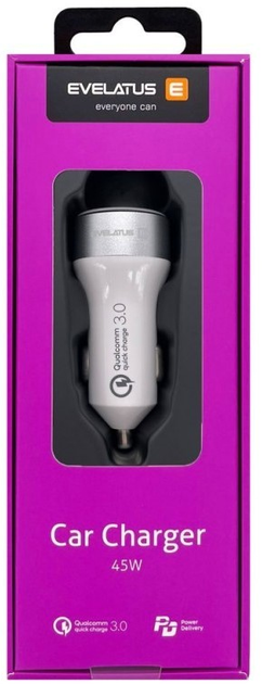 Ładowarka samochodowa Evelatus QCC03/QCC03WH USB-A White (EQCCQWQ) - obraz 3