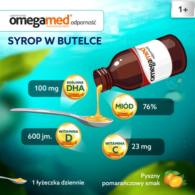 Kwasy tłuszczowe Polski Lek Omegamed Resistance 1+ DHA 140 ml (5901785303506) - obraz 2