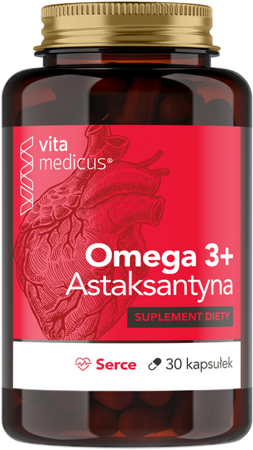 Kwasy tłuszczowe VitaMedicus Omega 3 + Astaxanthin Heart 30 caps (5905279312289) - obraz 1