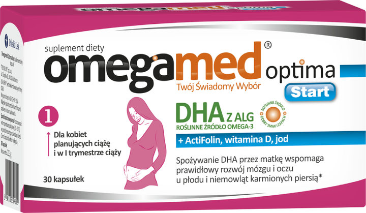 Suplement diety Omegamed Optima Start DHA Algae Folic acid Iodine Vitamin D 30 caps (5901785304602) - obraz 1