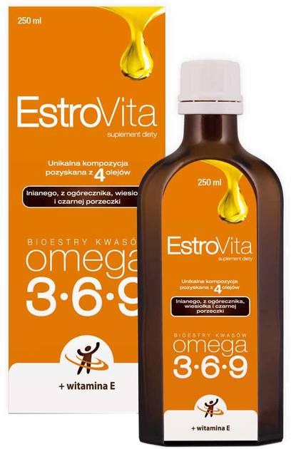 Kwasy tłuszczowe Skotan EstroVita Classic Omega 3-6-9 z witaminą E 250 ml (5902596870768) - obraz 1