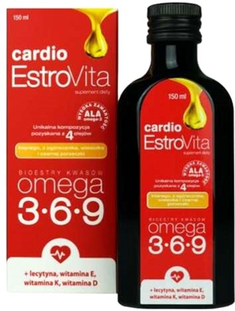 Kwasy tłuszczowe Skotan EstroVita Cardio Omega 3-6-9 z witaminami E-D-K 150 ml (5902596870775) - obraz 1