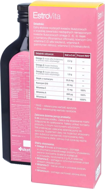 Kwasy tłuszczowe Skotan EstroVita Skin Omega 3-6-9 z Q10 i witaminami E-A-D 250 ml (5902596870805) - obraz 2