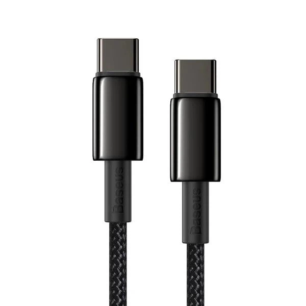 Кабель Baseus Tungsten Gold Fast Charging Data Cable Type-C to Type-C 100W 20V 5A 1м (CATWJ-01) Black - изображение 4