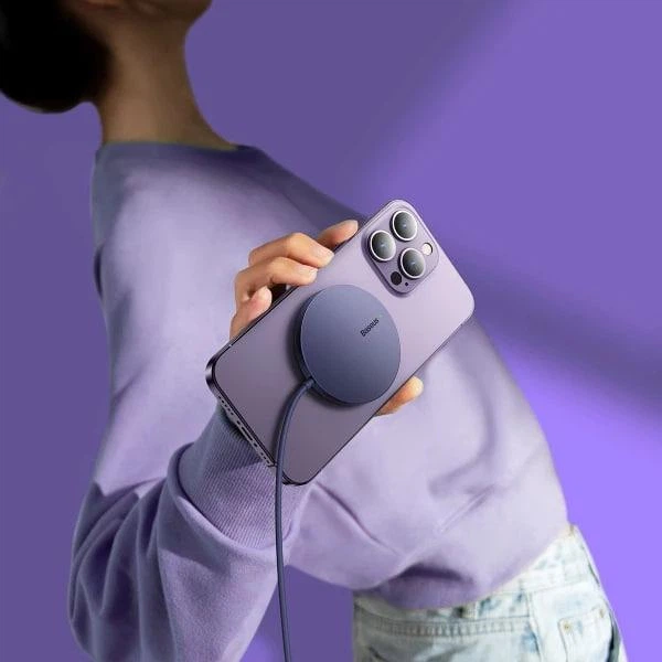 Бездротовий зарядний пристрій Baseus Simple Mini3 Magnetic Wireless Charger с технологією Qi 15W (CCJJ040205) Purple - Фото 8 Бездротовий зарядний пристрій Baseus Simple Mini3 Magnetic Wireless Charger с технологією Qi 15W (CCJJ040205) Purple - зображення 8