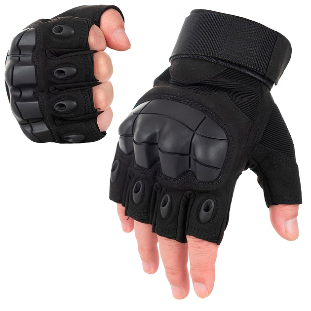 Перчатки беспалые Outdoor Tactics с защитой Black, M - изображение 1