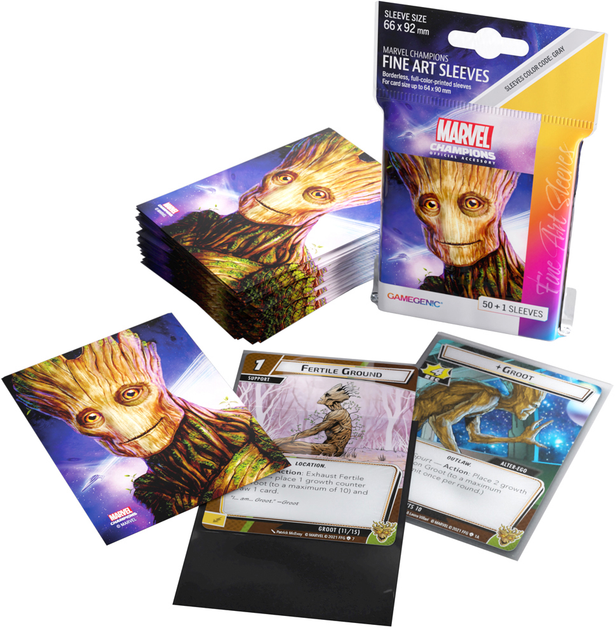 Koszulki na karty Gamegenic Marvel Champions Fine Art Sleeves 66 x 92 mm Groot 50 + 1 szt (4251715410608) - obraz 2