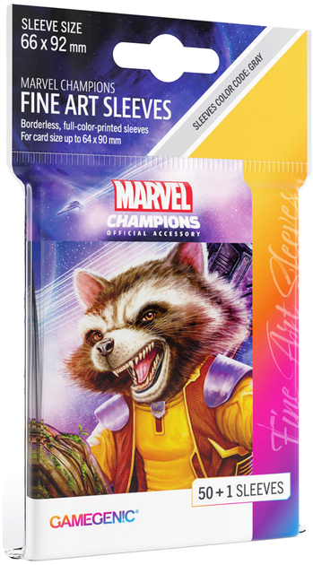 Koszulki na karty Gamegenic do gry Marvel Champions Fine Art Sleeves 66 x 92 mm Rocket Raccoon 50 + 1 szt (4251715410615) - obraz 1