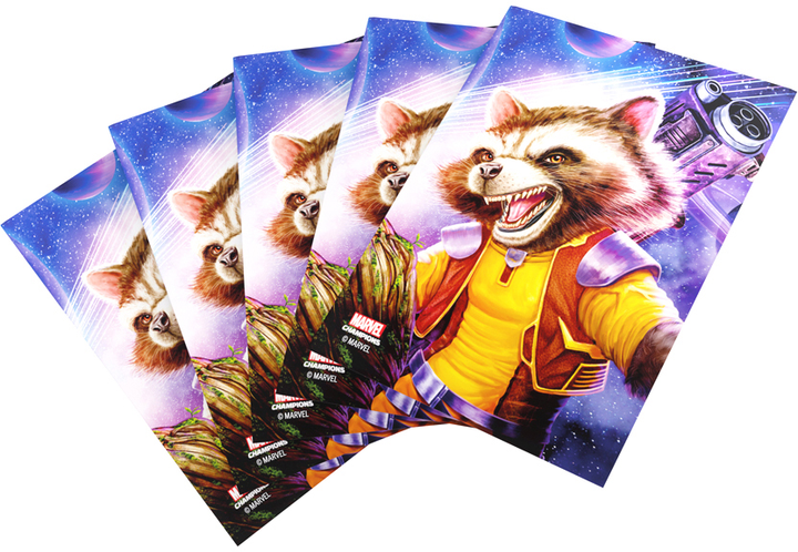 Сорочки для карт Gamegenic до гри Marvel Champions Fine Art Sleeves 66 x 92 мм Rocket Raccoon 50 + 1 шт (4251715410615) - зображення 3