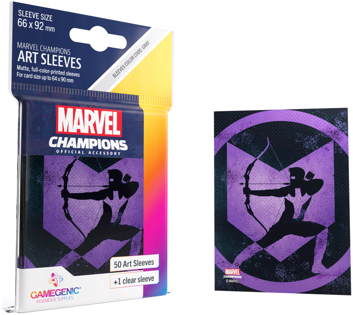 Сорочки для карт Gamegenic до гри Marvel Champions Art Sleeves 66 x 92 мм Hawkeye 50 + 1 шт (4251715411841) - зображення 7