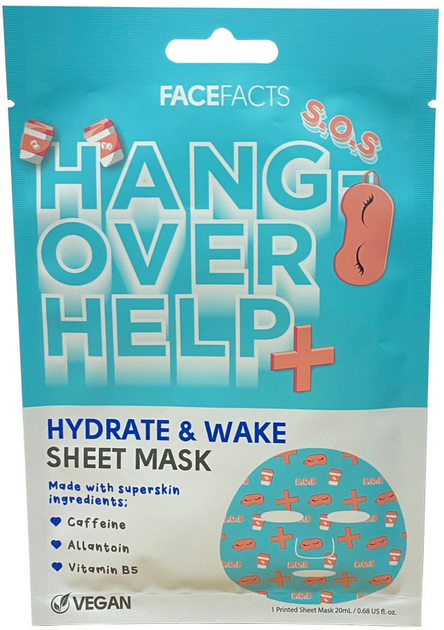 Tkaninowa maska do twarzy Face Facts Hangover Help Hydrating 20 ml (5031413928037) - obraz 1