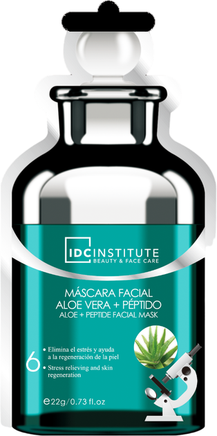 Tkaninowa maska do twarzy IDC Institute Aloe Vera + Peptide Facial Mask 22 g (8436025309057) - obraz 1